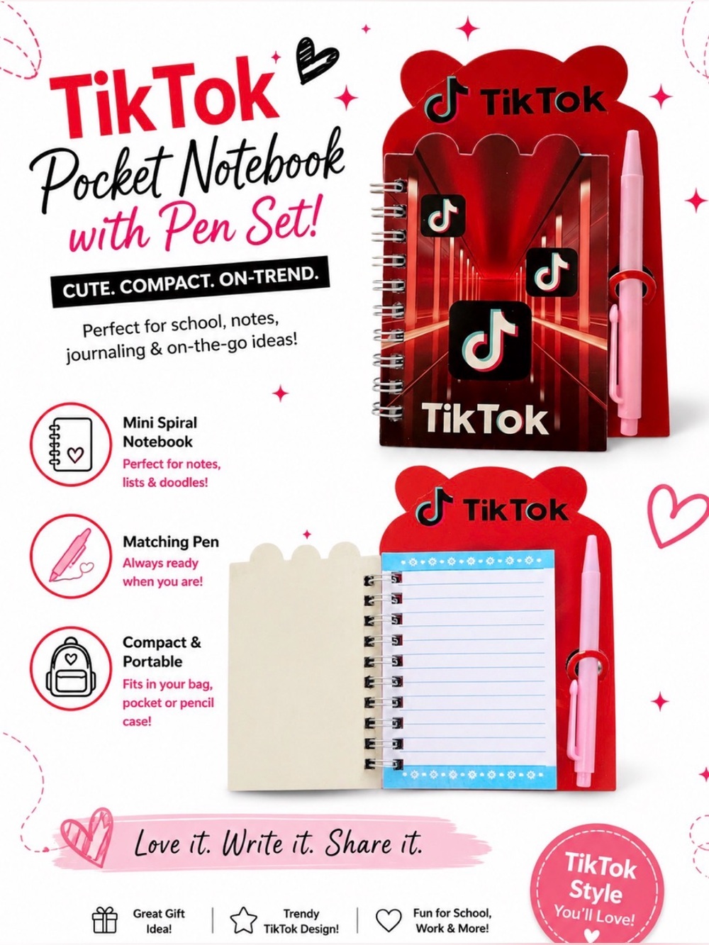 VIRAL TIK TOK POCKETSIZE MINI NOTEBOOK WITH PEN